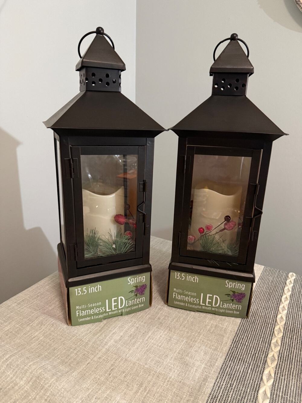 Mark Feldstein Flameless LED Lantern Set 2 Multi Season 13.5" NOS
